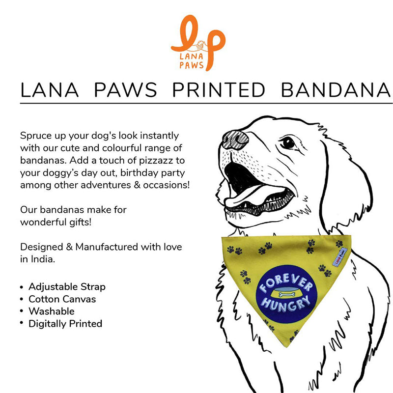 Lana Paws Forever Hungry Adjustable Dog Bandana/Scarf, Yellow