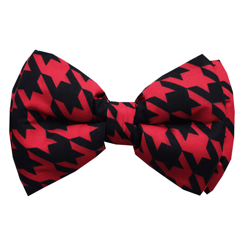 Lana Paws Adjustable Houndstooth Silk Dog Bowtie, Red and Black