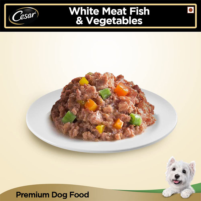 Cesar Premium Adult White Meat Fish & Vegetables Wet Dog Food (Tray), 100 g