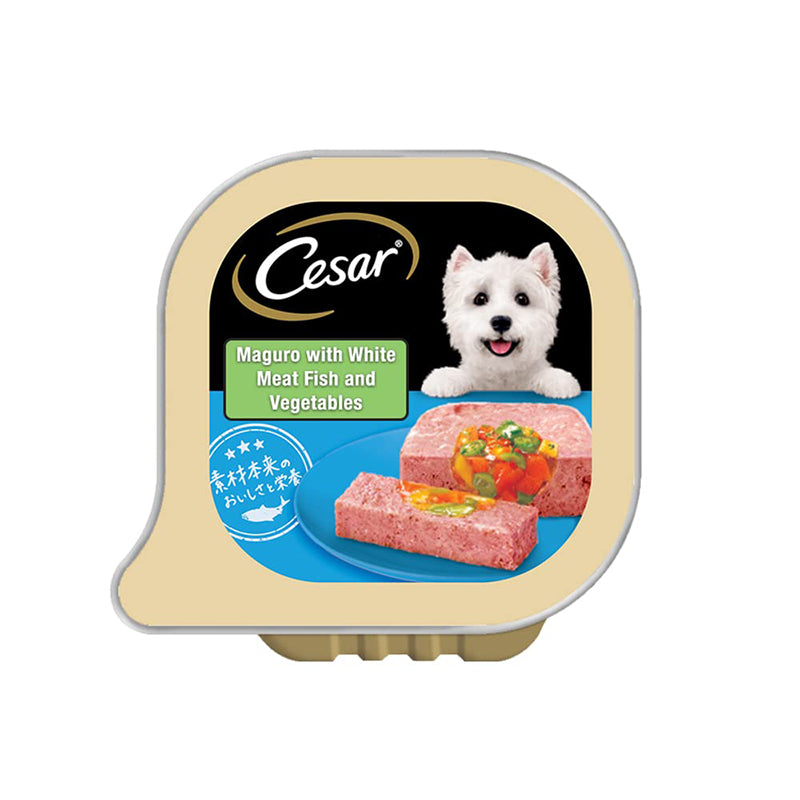 Cesar Premium Adult Wet Dog Food Tuna with White Meat Fish and Vegetables (Tray), 100 g