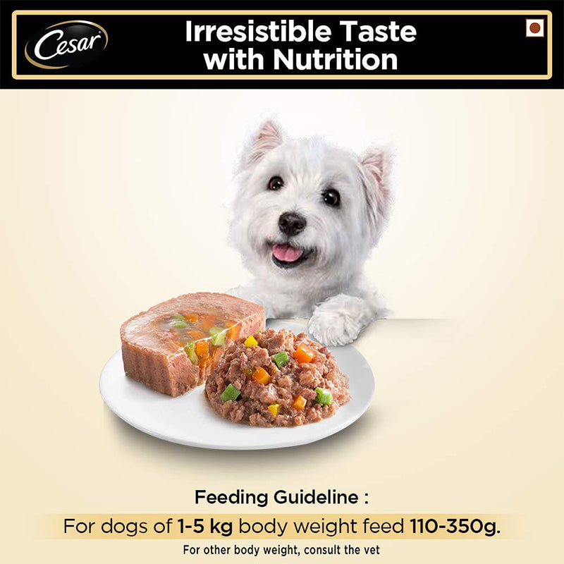 Cesar Premium Adult Wet Dog Food Tuna with White Meat Fish and Vegetables (Tray), 100 g