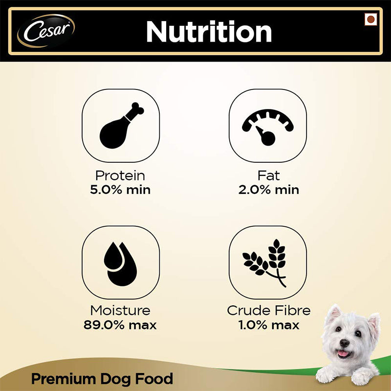 Cesar Premium Adult Lamb & Vegetables Wet Dog Food (Tray), 100 g