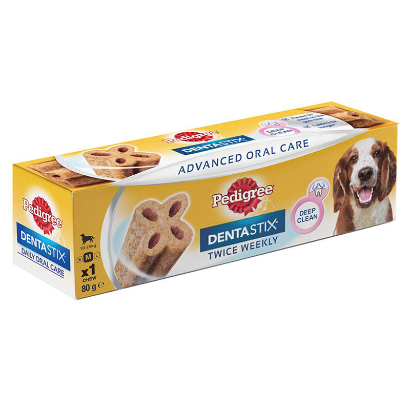 Pedigree Dentastix Advanced Oral Care Treats for Medium Breed Dog (10-25 Kg), Chew Sticks, 80 g (Pack of 9)
