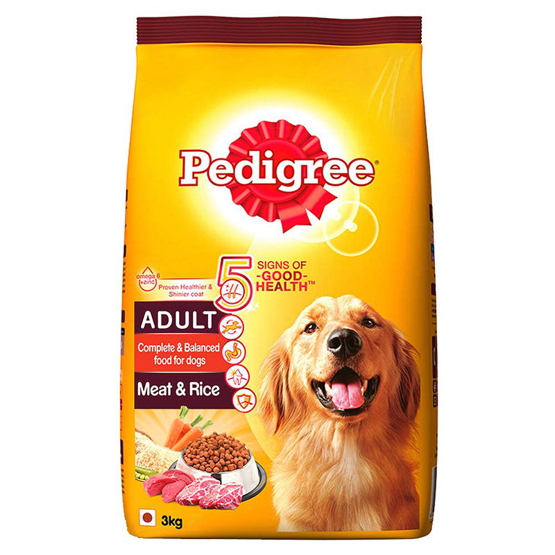 Pedigree Adult, Meat & Rice Dry Dog Food, 3 kg