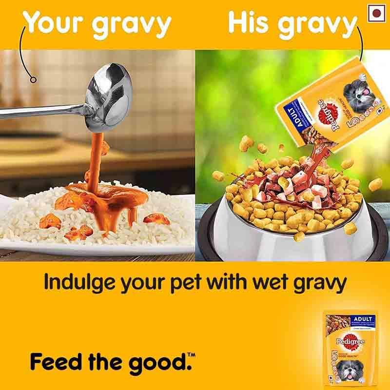 Pedigree Adult Grilled Liver Chunks Flavour in Gravy with Vegetables, Wet Dog Food 70 g