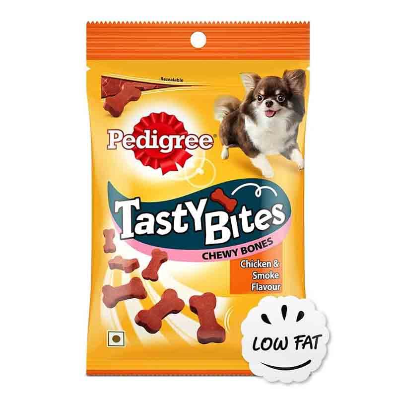 Pedigree Tasty Bites Chewy Cubes, Chicken and Smoke Flavour, Dog Treat 50 g (Pack of 12 pouches)