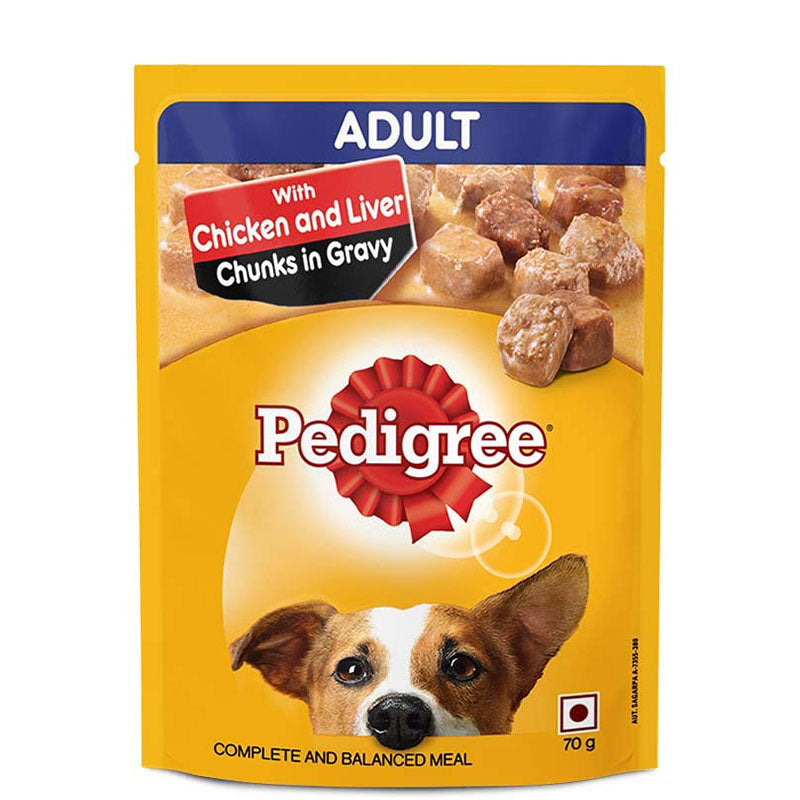 Pedigree Adult Chicken & Liver Chunks in Gravy Wet Dog Food 70 g