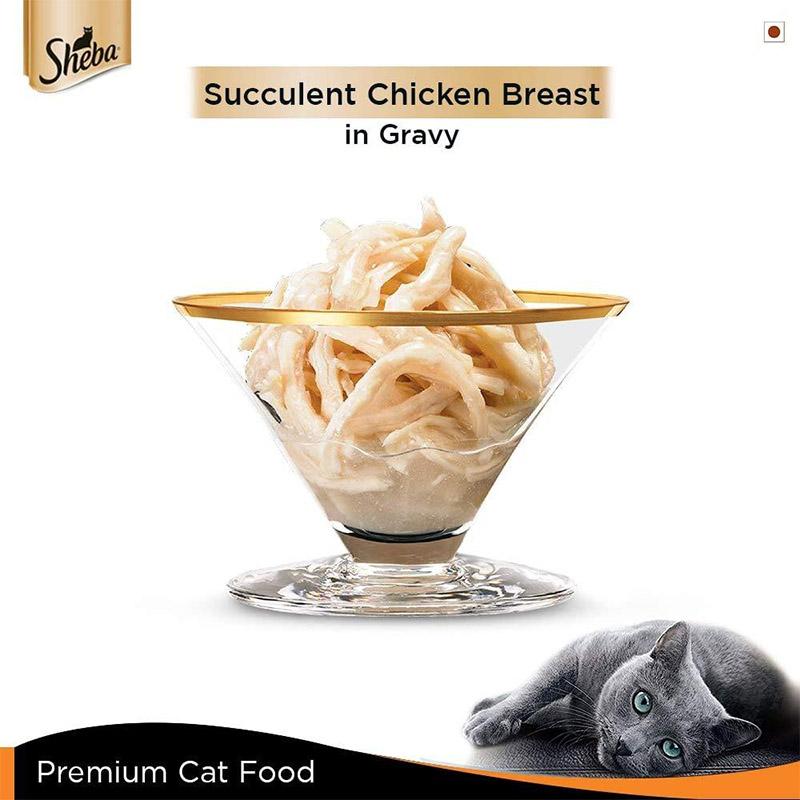 Sheba Deluxe Succulent Chicken Breast in Gravy, Premium Wet Cat Food, 85 g (Pack of 4 Cans)