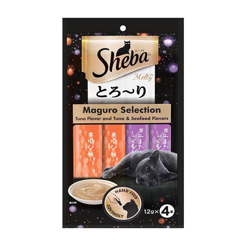 Sheba Melty Premium Maguro Selection Tuna & Sea-Food Flavor Cat Treat, 48 g (4 Sticks)