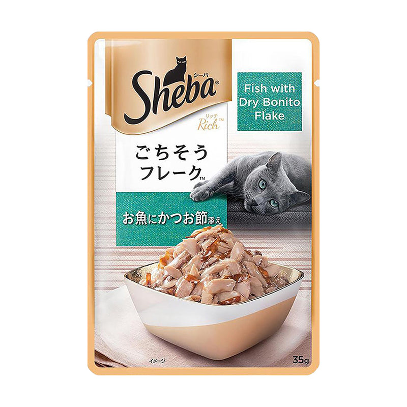 Sheba Premium Fish with Dry Bonito Flake Wet Cat Food, 35 g