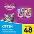 Whiskas Kitten (2-12 months) Wet Cat Food Combo - Tuna in Jelly, 85 g (24 Pouches) + Chicken in Gravy, 85 g (24 Pouches)