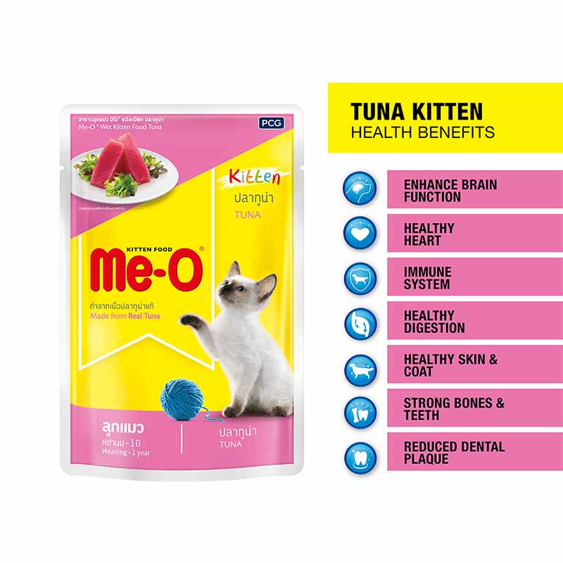 Me-O Kitten Tuna Flavour Wet Cat Food 80 g (Pack of 12 Pouches)