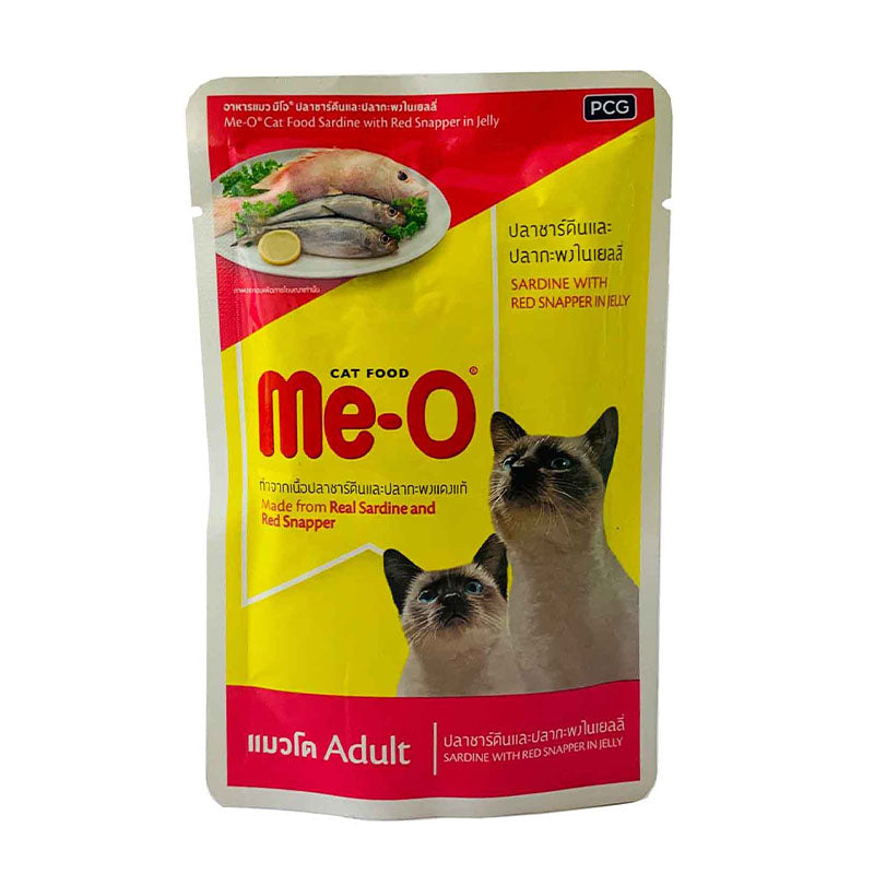 Me-O Adult Sardine with Red Snapper In Jelly Wet Cat Food Pouch, 80 g