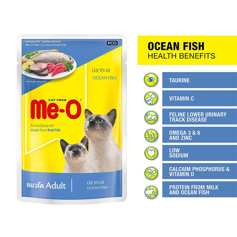Me-O Adult Ocean Fish Wet Cat Food Pouch, 80 g