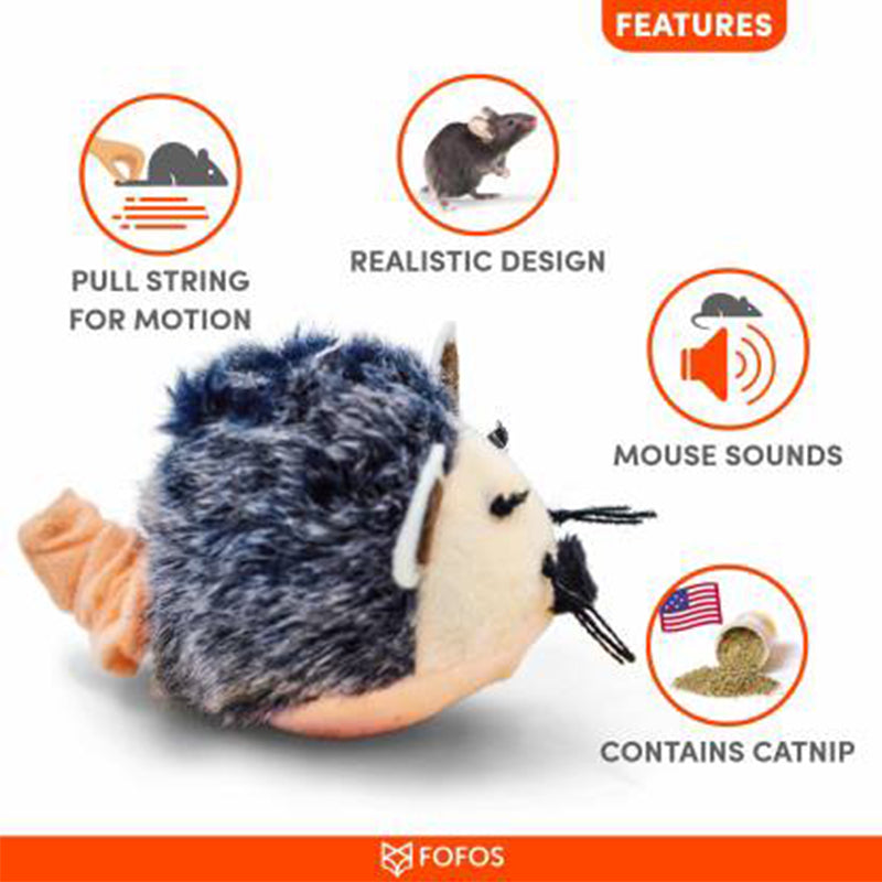FOFOS Pull String and Sound Chip Mouse for Cats