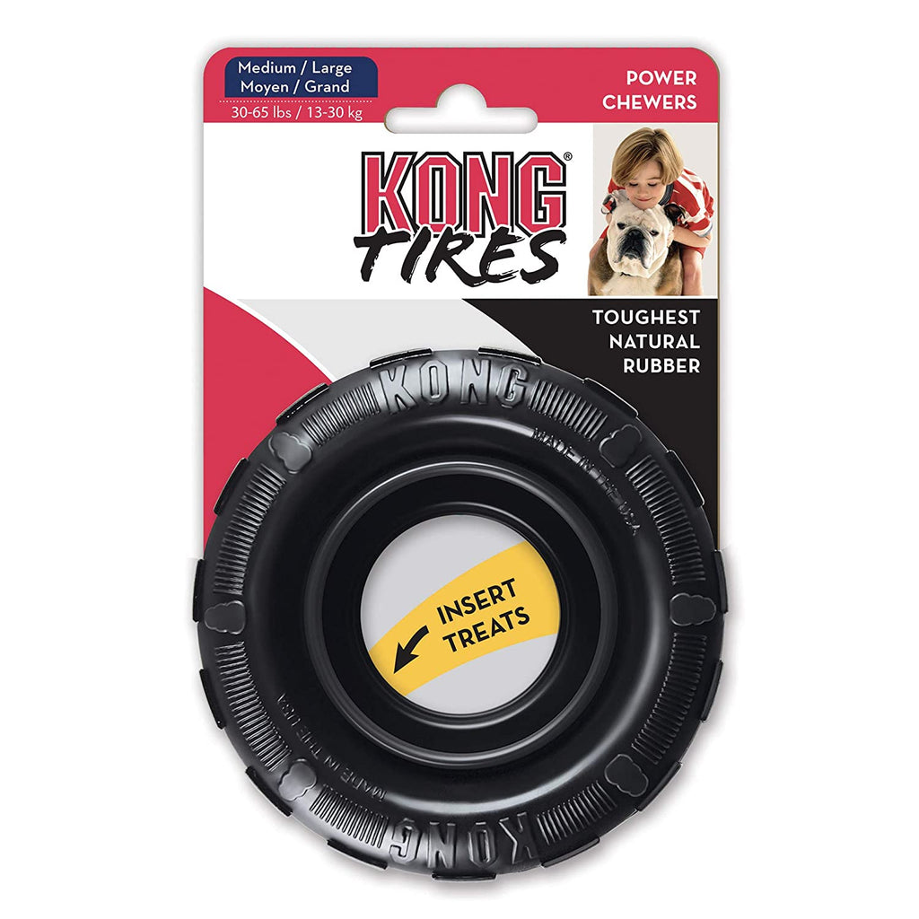 KONG Tires Rubber Chew Dog Toy, Black