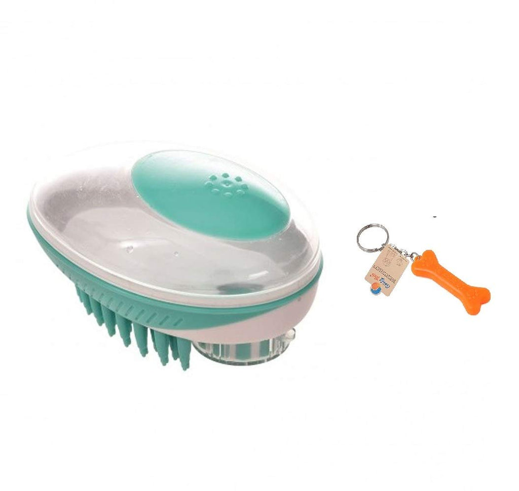 M-Pets Rubeaz Soap Dispenser and Brush for Dog, White & Green