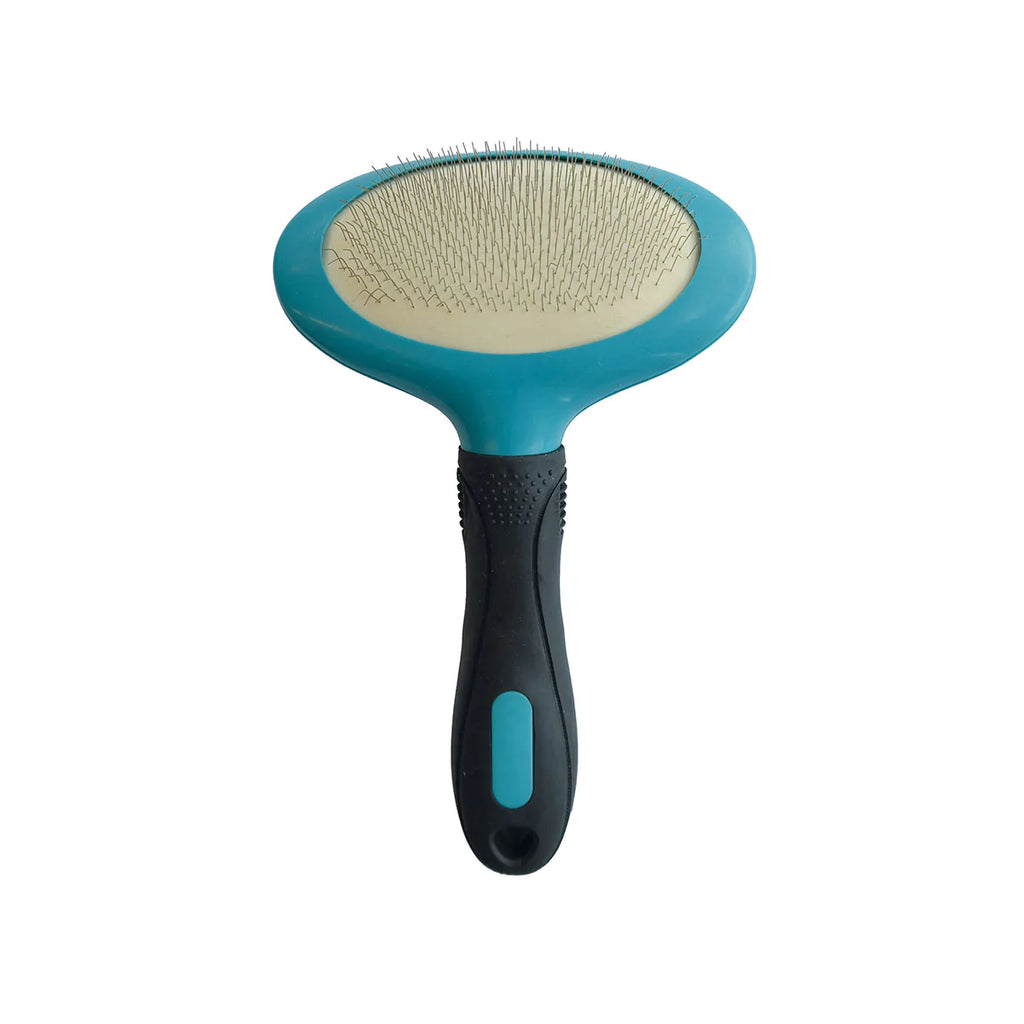 M-Pets Oval Slicker Brush for Dogs, Black and Blue