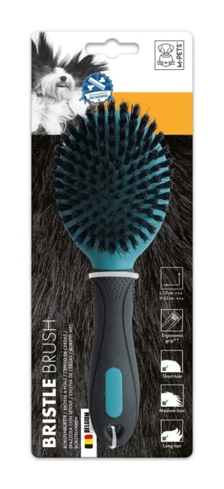 M-Pets Double Sided PIN Brush for Dog, Black and Blue, 7.5 x 23 cm