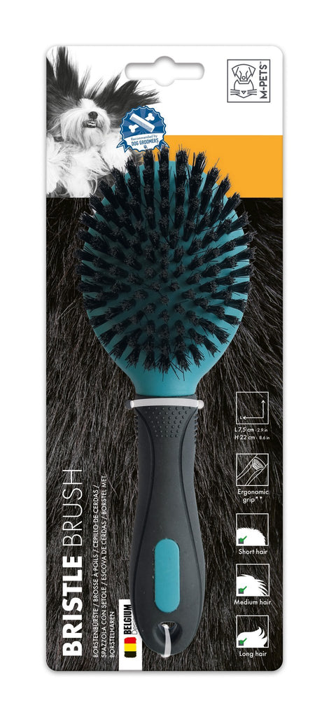 M-Pets Bristle Brush for Dog, Black and Blue, 7.5 x 22cm