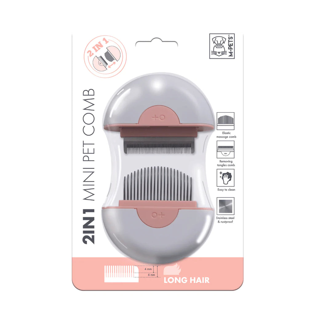 M-Pets 2 in 1 Mini Pet Comb for Long Hair