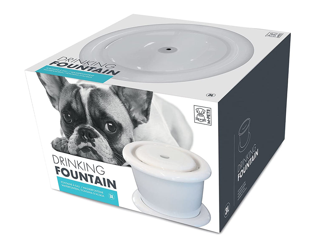 M-Pets Altan Drinking Fountain Bowl for Dogs, White, 3000 ml