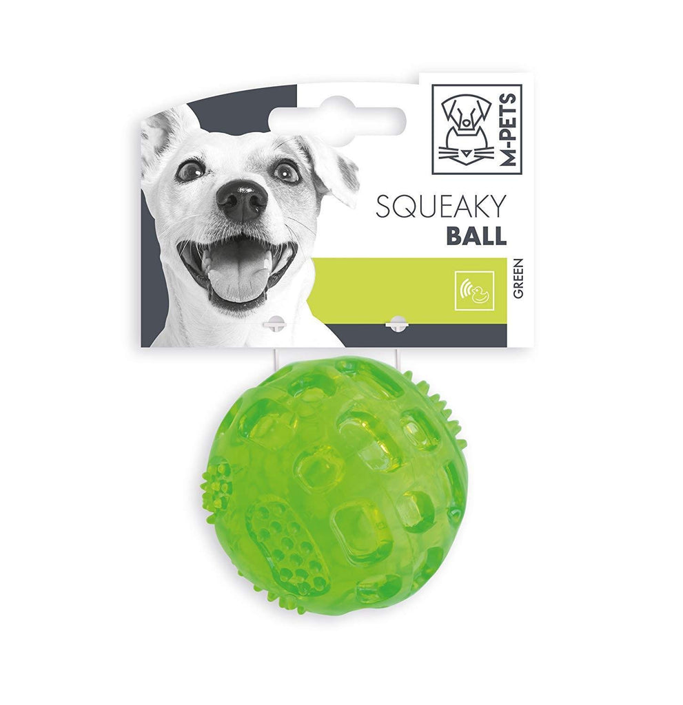 M-Pets Squeaky Fun Ball Toy for Dog, Green and White