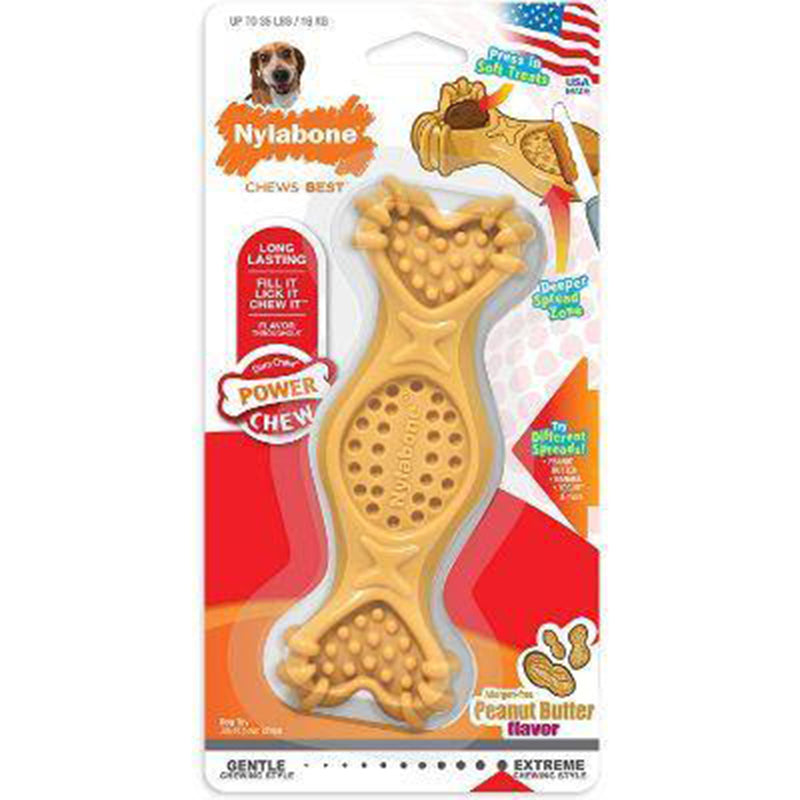 Nylabone Peanut Butter Power Chew Fill Treat Dog Toy Medium