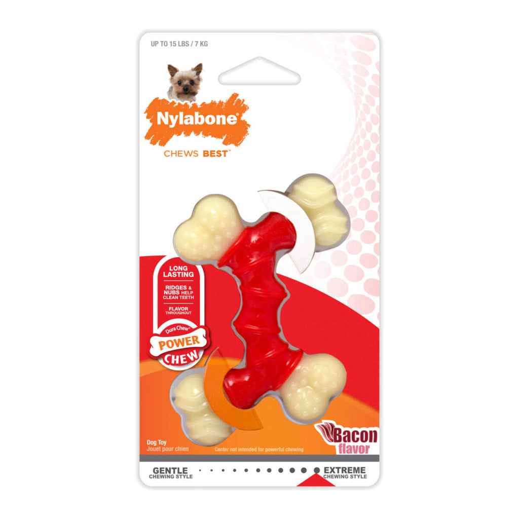 Nylabone Essentials Power chew Toy Bacon and Eggs Flavor for Dog, Orange, Medium
