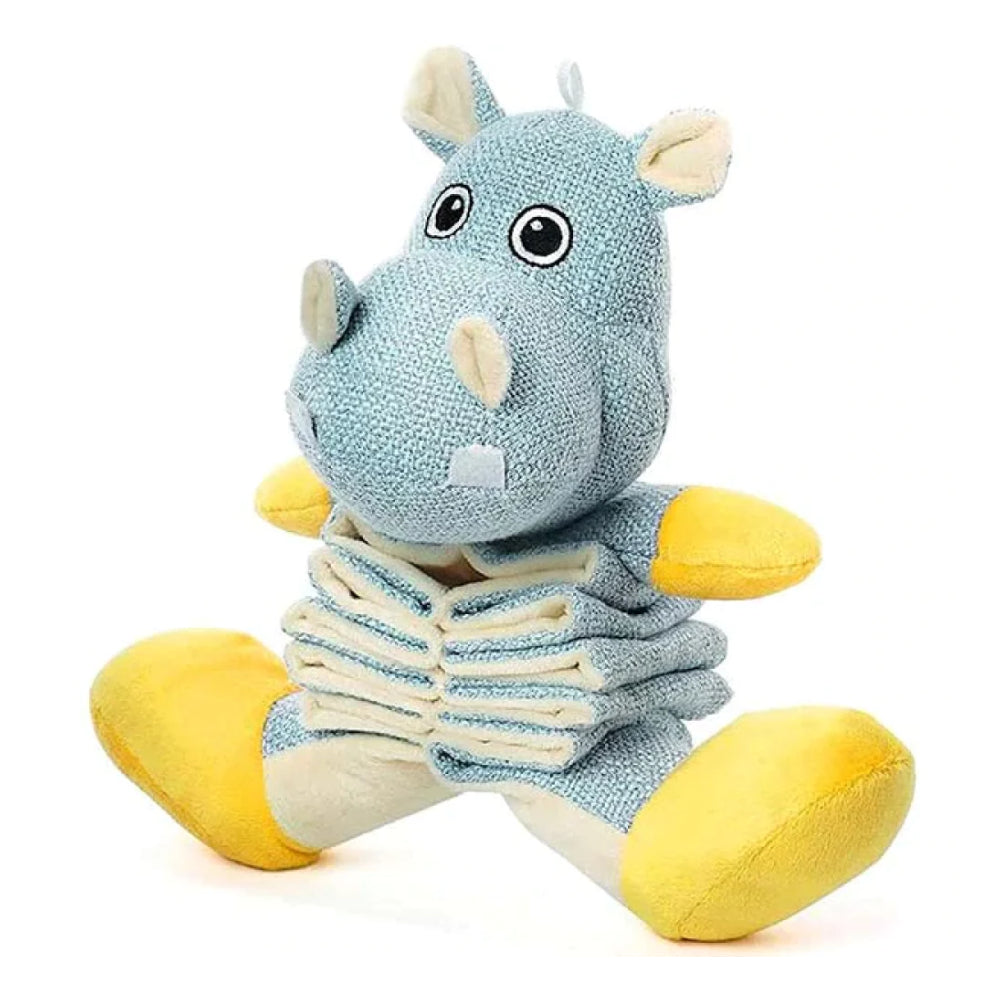 Pawsindia, Enlarge the Hippo, Light Blue & Yellow Color Toy for Dog