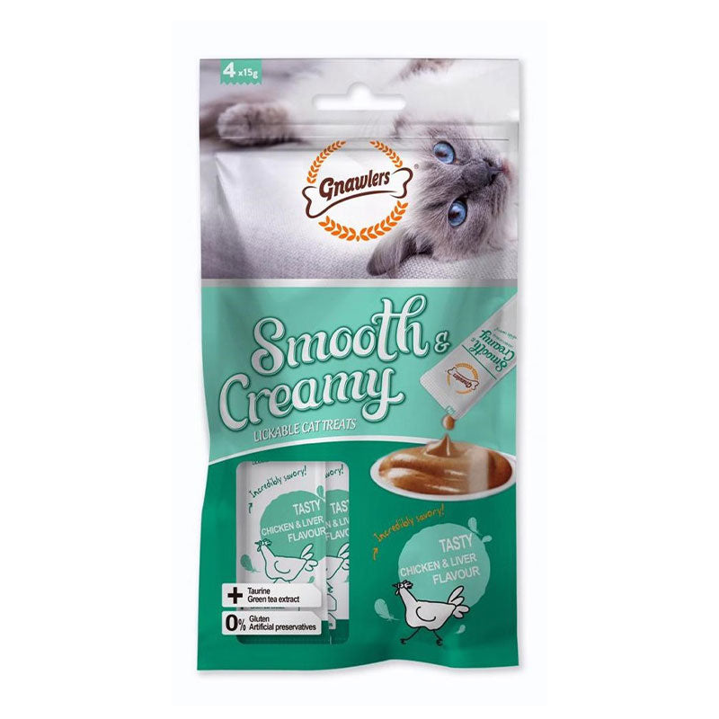Gnawlers Tasty Liver Cat Creamy Treats, 60 g (15 g x 4)