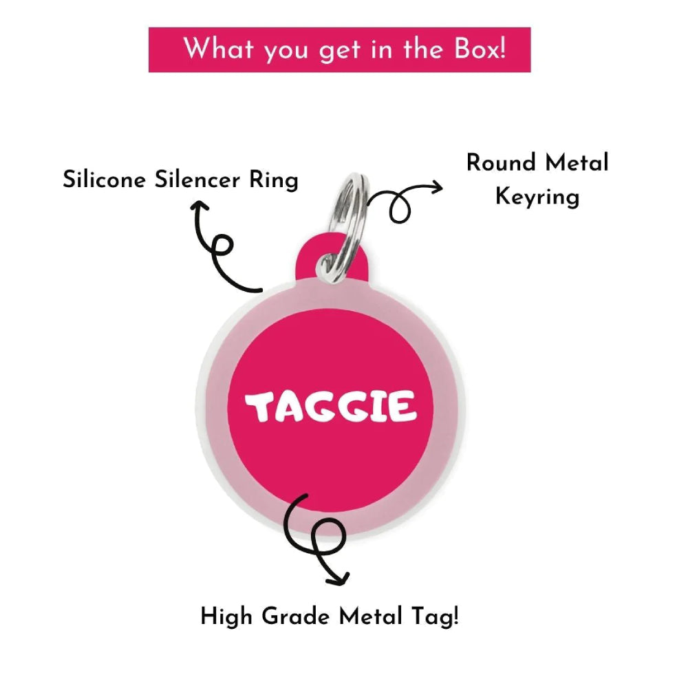 Taggie, Pink Geometroholic Pet Tag, Circle