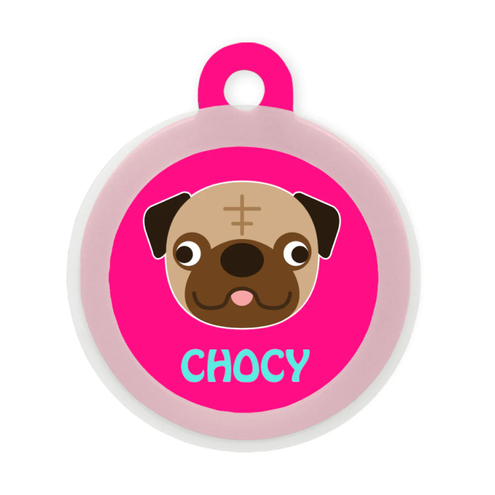 Taggie, Pug Dog Tag, Circle