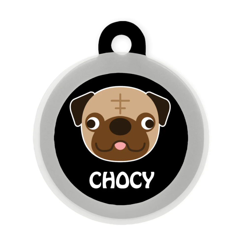 Taggie, Pug Dog Tag, Circle