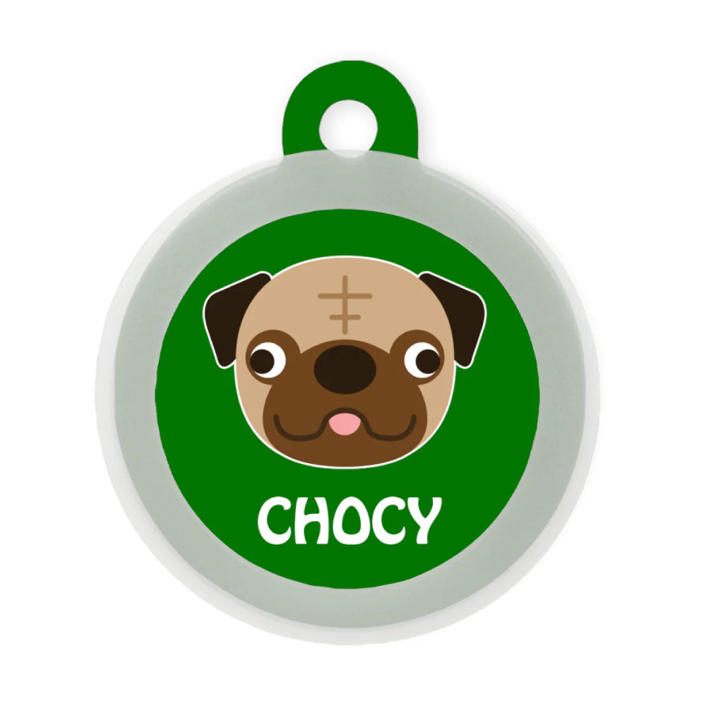 Taggie, Pug Dog Tag, Circle