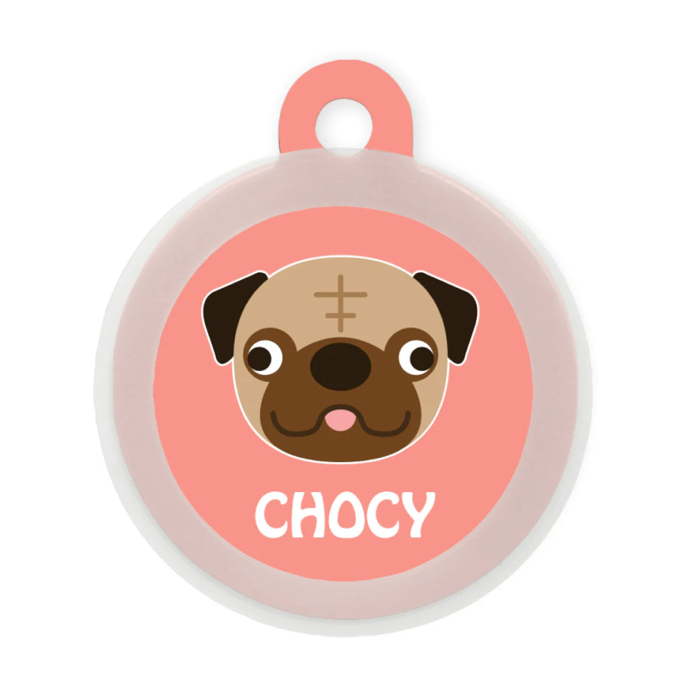Taggie, Pug Dog Tag, Circle