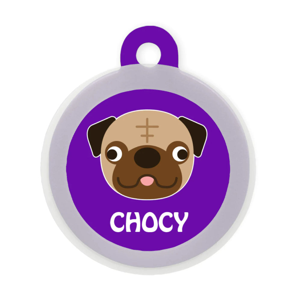 Taggie, Pug Dog Tag, Circle