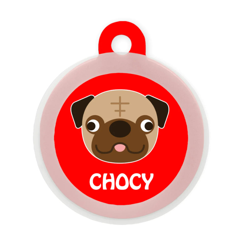 Taggie, Pug Dog Tag, Circle