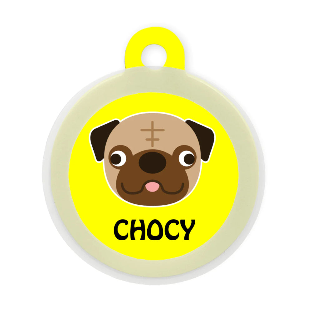 Taggie, Pug Dog Tag, Circle