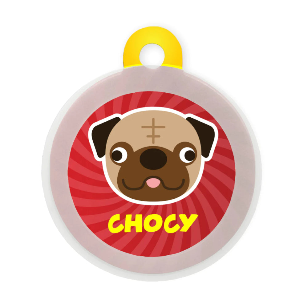 Taggie, Pug Dog Tag, Circle