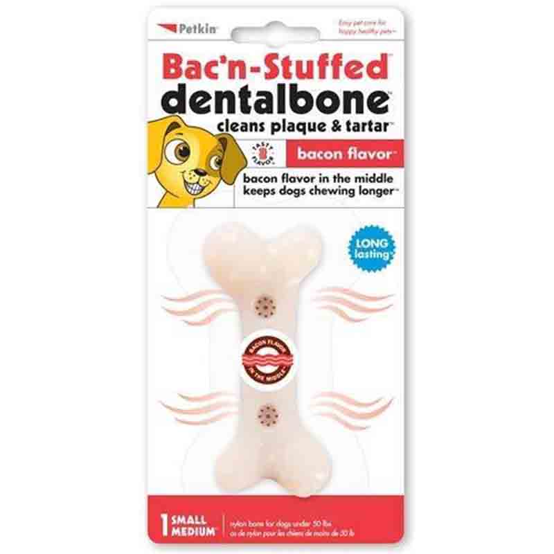 Petkin Bac'n-Stuffed Dentalbone Chew Dog Toy