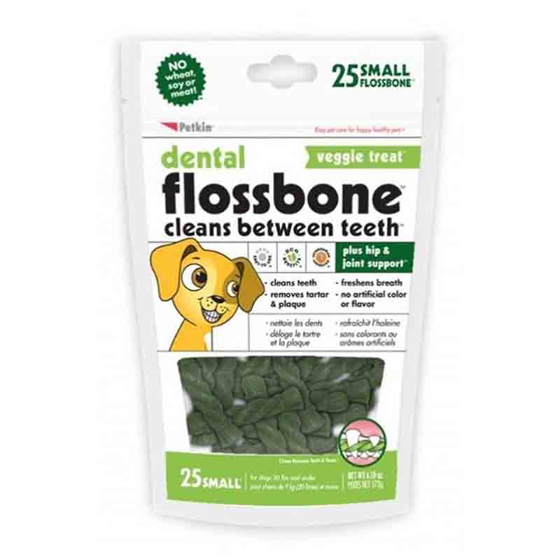 Petkin Dental Flossbone Veggie Treat for Dogs, 25 Pcs
