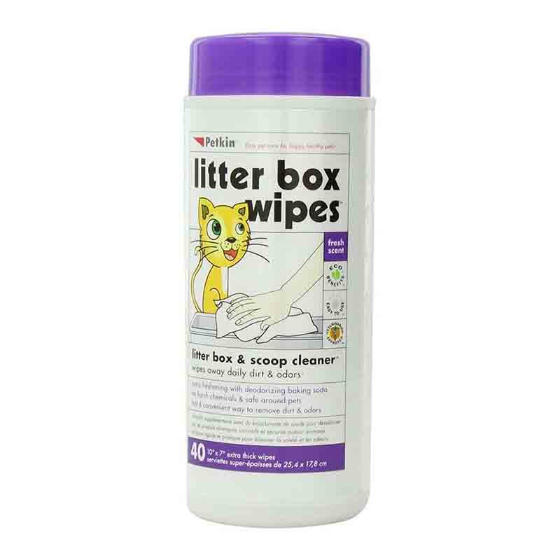 Petkin Litter Box Wipes for Cats, 40 Wipes