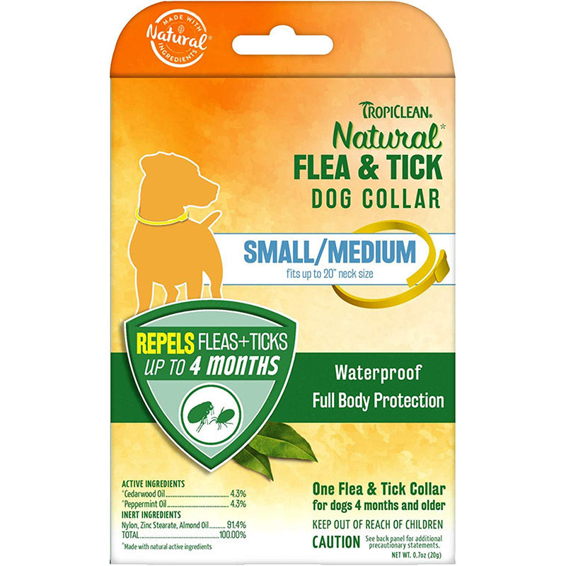 Tropiclean Natural Flea & Tick Dog Collar, fits up to 20 inch neck size, Small-Medium