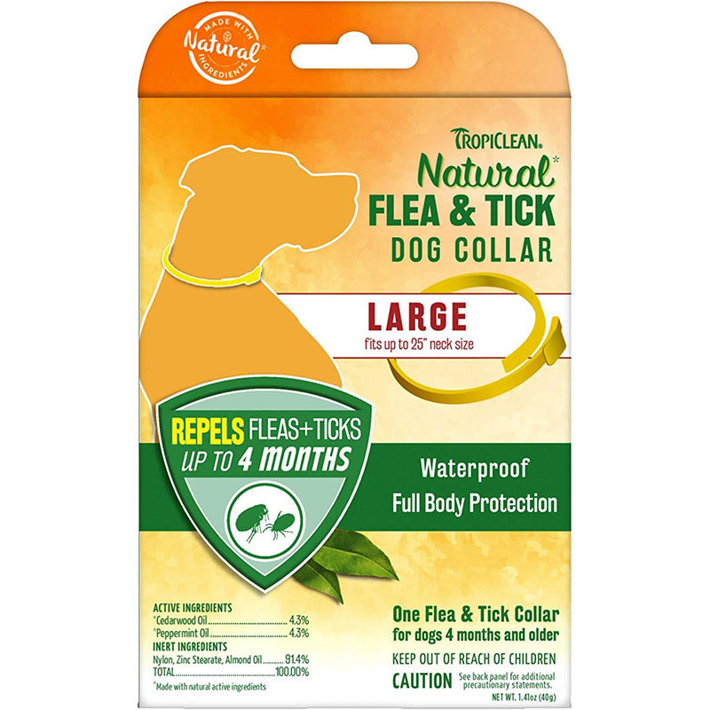 Tropiclean Natural Flea & Tick Dog Collar, fits up to 25 inch neck size, Large