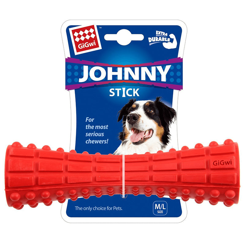 GiGwi Johnny Stick Extra Durable Dog Toy, Solid Rubber, Red