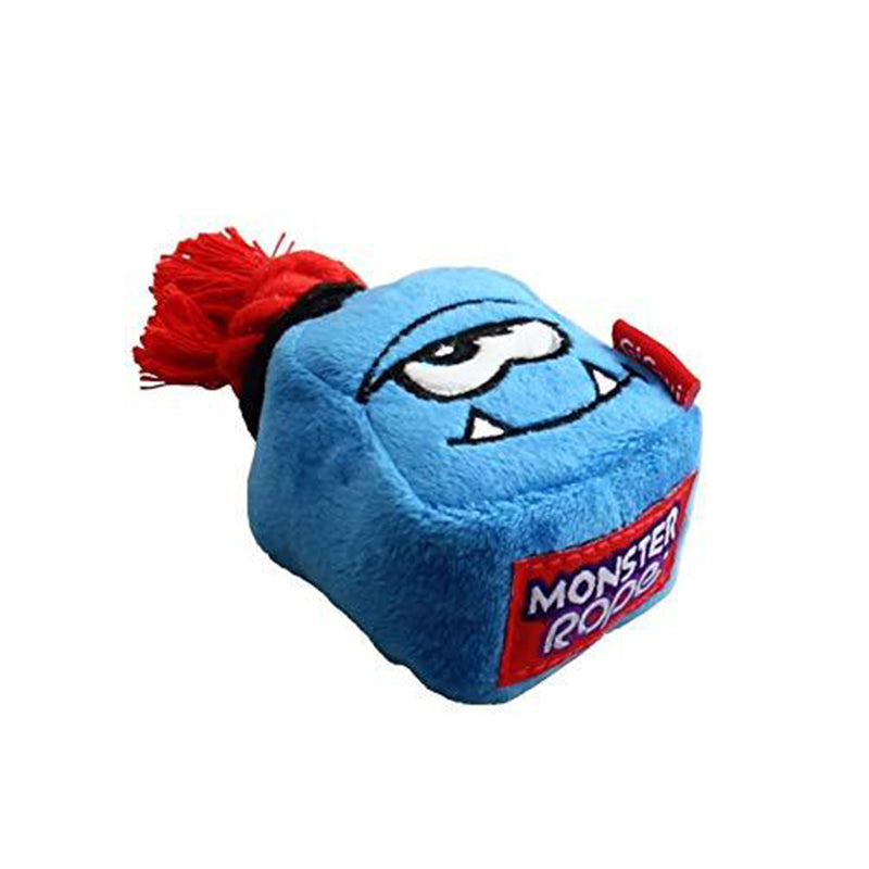 GiGwi Monster Rope Dog Toy, Squeaker Inside Plush/Rope, Blue, Small